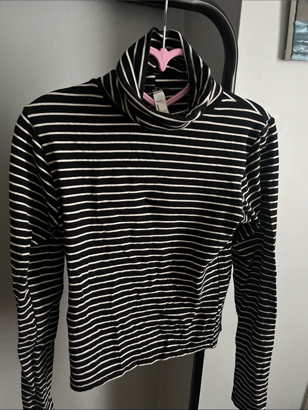 Vintage American Apparel Black and White Striped Turtleneck top